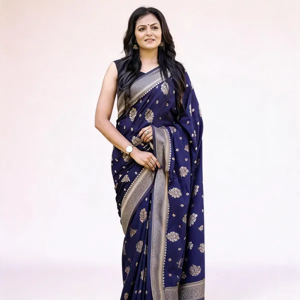KPR_212_BLUE_SOFT_LICHI_SILK_SAREE