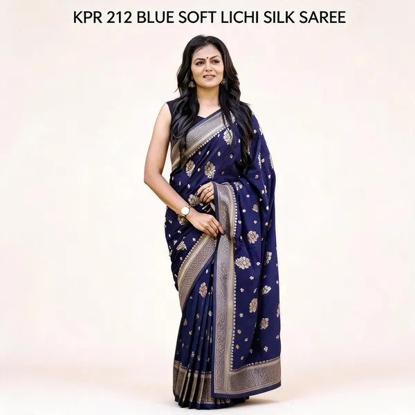 KPR_212_BLUE_SOFT_LICHI_SILK_SAREE
