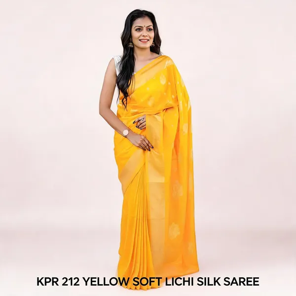 KPR_212_YELLOW_SOFT_LICHI_SILK_SAREE