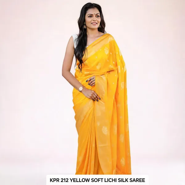 KPR_212_YELLOW_SOFT_LICHI_SILK_SAREE
