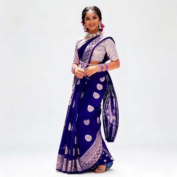 KPR_214_BLUE_SOFT_LICHI_SILK_SAREE
