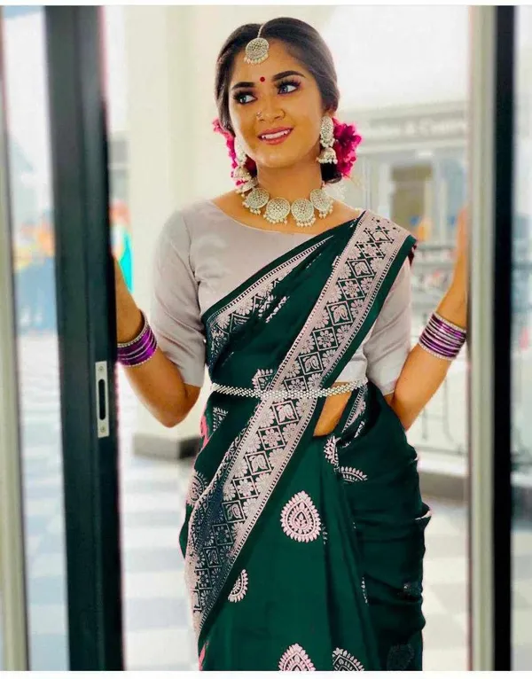 KPR_214_GREEN_SOFT_LICHI_SILK_SAREE