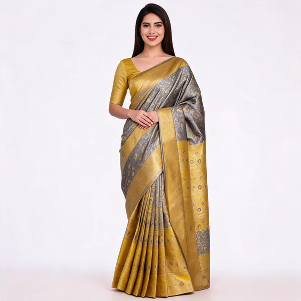KPR_216_GREY_SOFT_LICHI_SILK_SAREE
