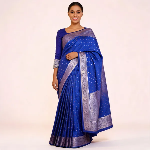 KPR_218_BLUE_SOFT_LICHI_SILK_SAREE