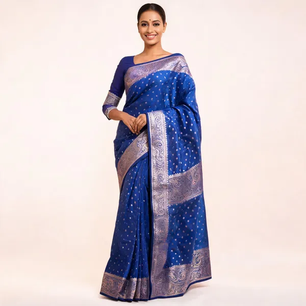 KPR_218_BLUE_SOFT_LICHI_SILK_SAREE
