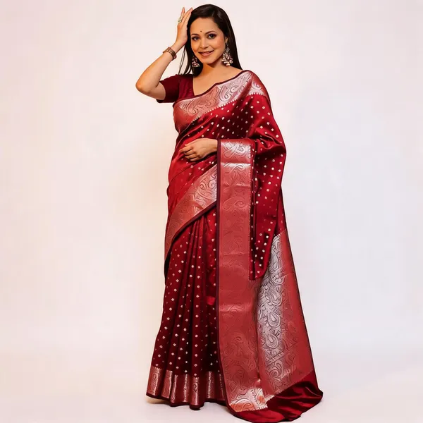 KPR_218_MARRON_SOFT_LICHI_SILK_SAREE
