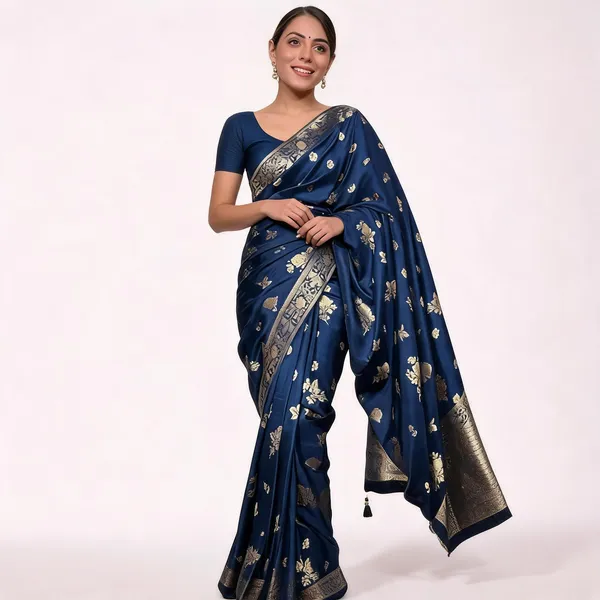 KPR_226_BLUE_SOFT_LICHI_SILK_SAREE