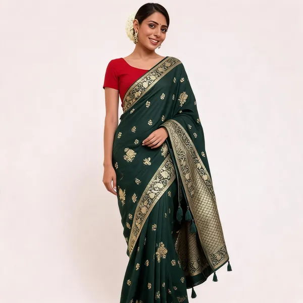 KPR_226_GREEN_SOFT_LICHI_SILK_SAREE