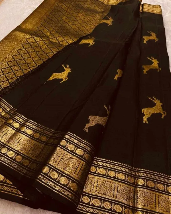 KPR_239_BLACK_SOFT_LICHI_SILK_SAREE