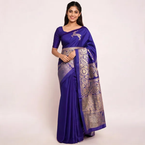 KPR_239_BLUE_SOFT_LICHI_SILK_SAREE