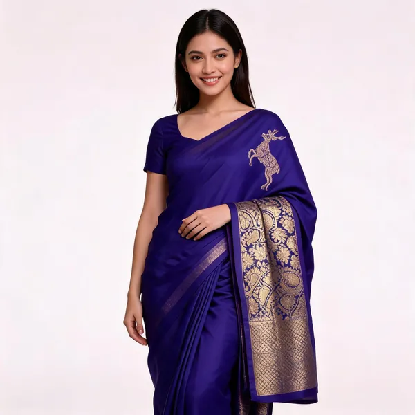 KPR_239_BLUE_SOFT_LICHI_SILK_SAREE
