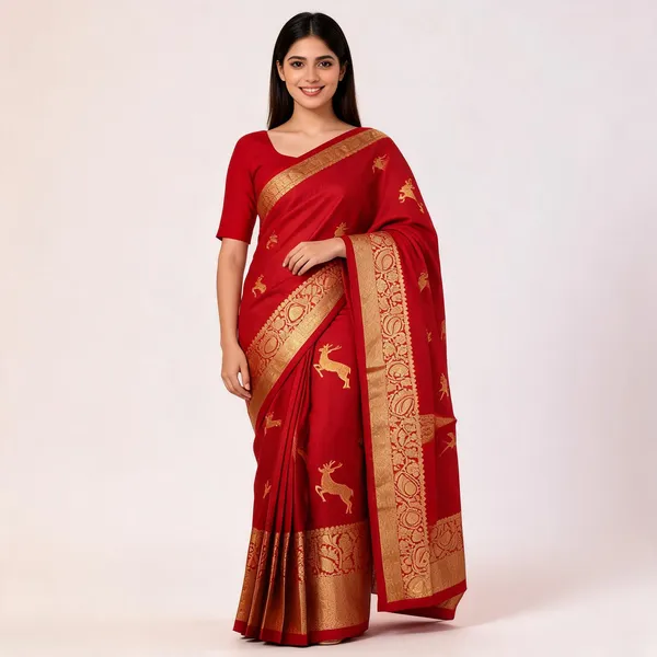 KPR_239_RED_SOFT_LICHI_SILK_SAREE