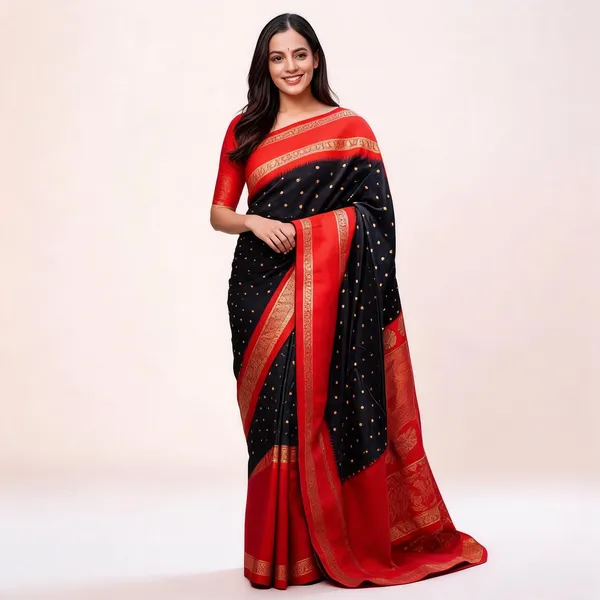 KPR_240_BLACK_SOFT_LICHI_SILK_SAREE