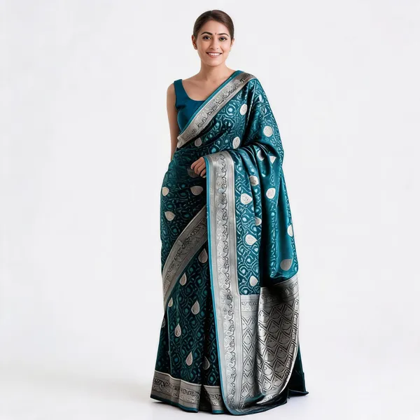 KPR_252_BLUE_SOFT_LICHI_SILK_SAREE