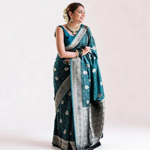 KPR_252_BLUE_SOFT_LICHI_SILK_SAREE