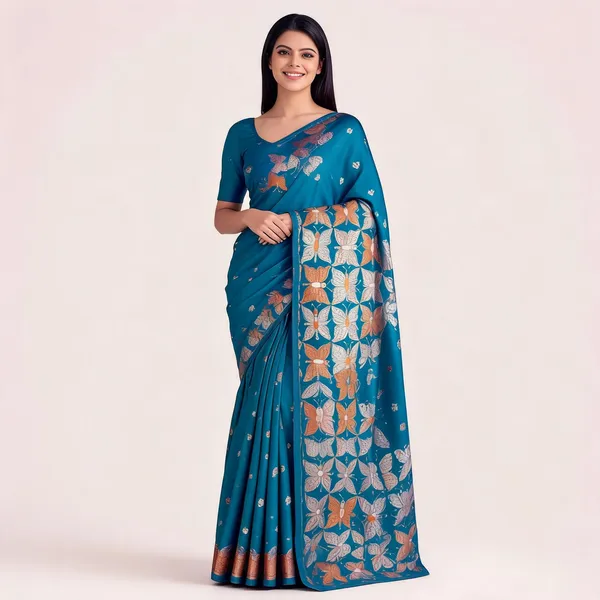 KPR_256_BLUE_SOFT_LICHI_SILK_SAREE
