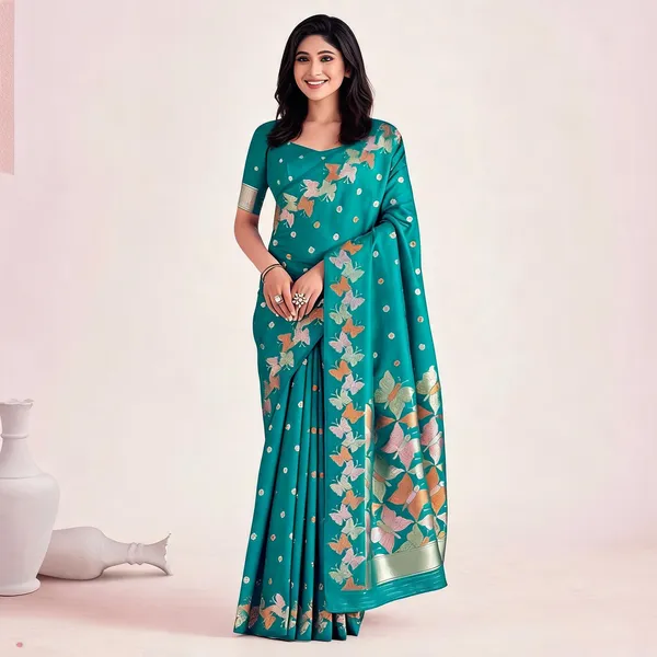 KPR_256_SEA_GREEN_SOFT_LICHI_SILK_SAREE