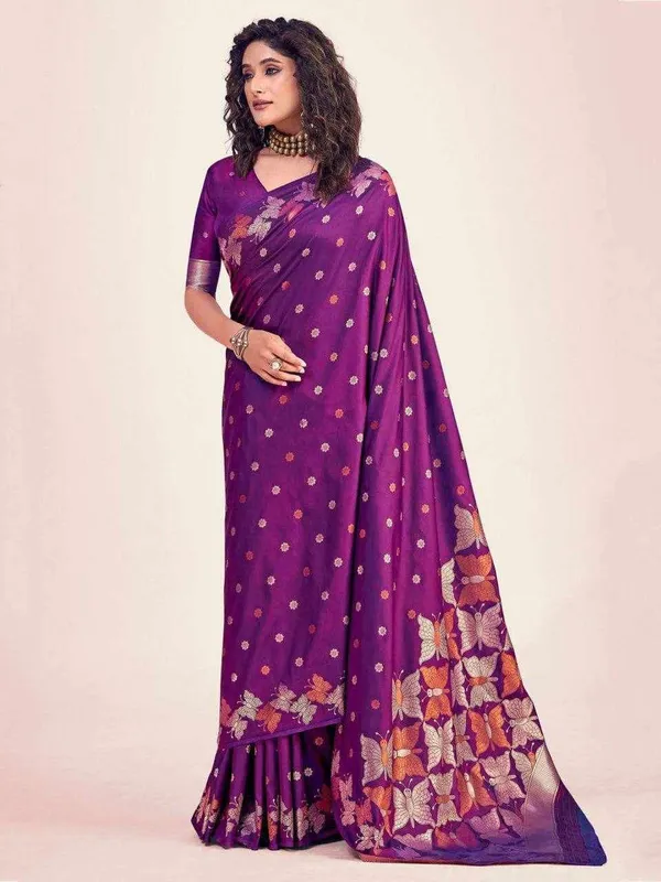 KPR_256_WINE_SOFT_LICHI_SILK_SAREE