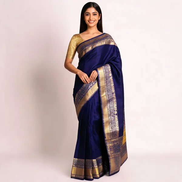 KPR_289_New_Beautiful_Gold_Border_BlueSaree