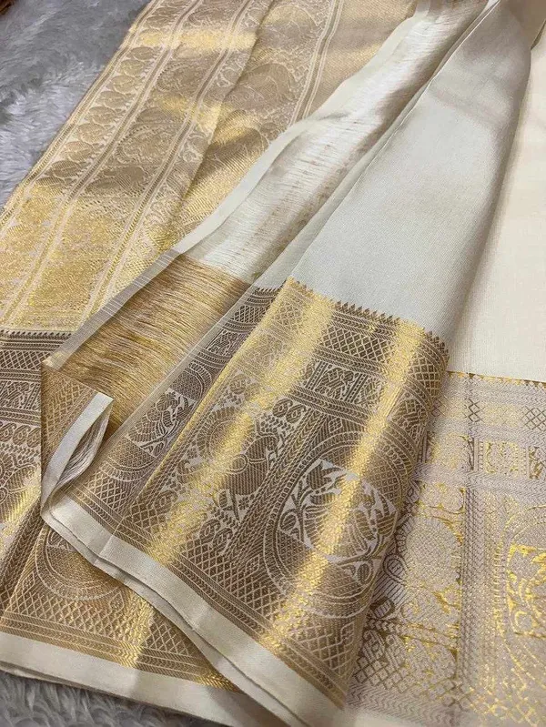 KPR_291_Premium_Eegance_Gold_Border_White_Saree