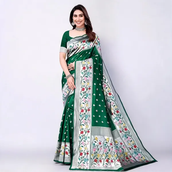 KPR_295_NEW_SOFT_LITCHI_SILK_CLOTH_GREEN_SAREE