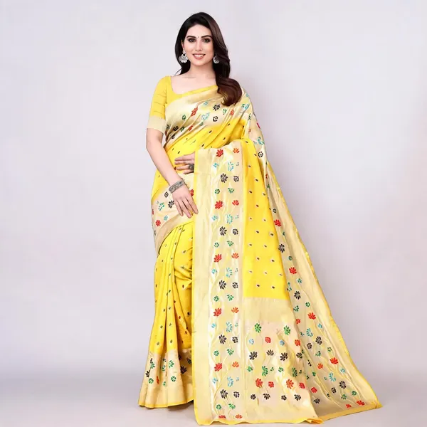 KPR_295_SOFT_LITCHI_SILK_CLOTH_YELLOW_SAREE