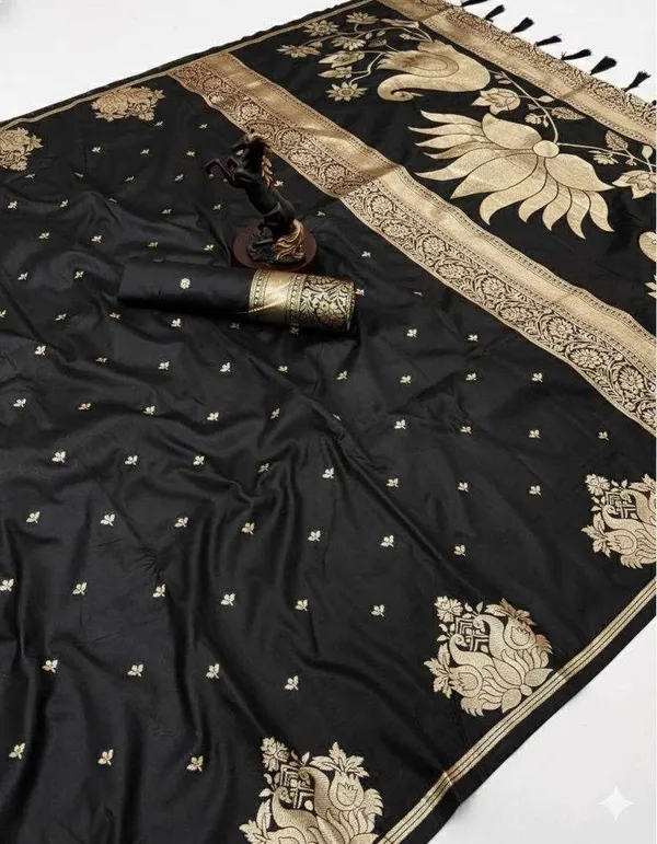 KPR_302_BEAUTIFUL_PURE_SILK_BLACK_SAREE