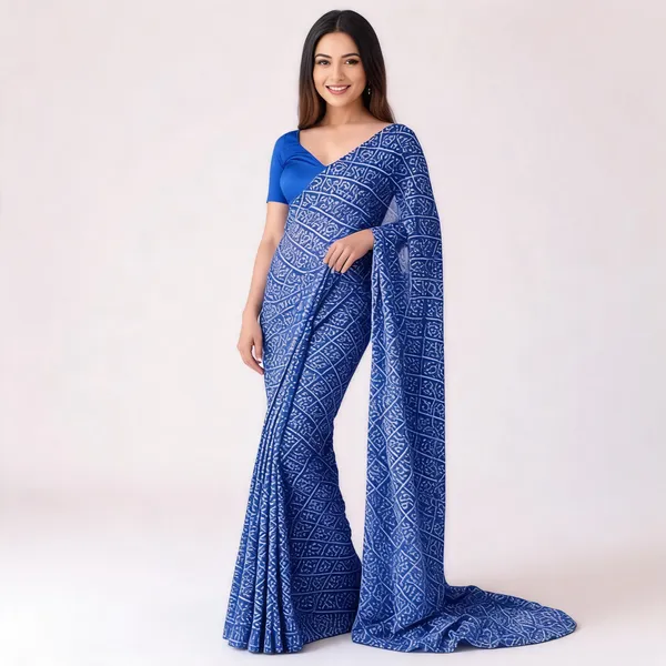 KPW_333_Blue_Beautiful_Bandhani_Design_Ready_To_Wear_Saree