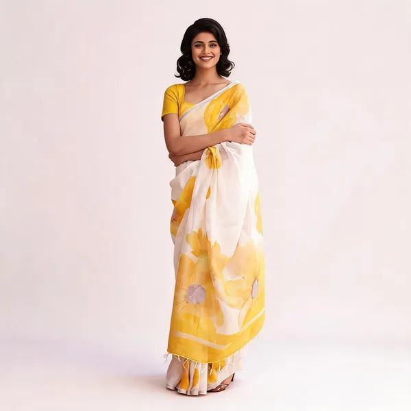 KPW_345_Yellow_Beautiful_Digital_Printed_Saree