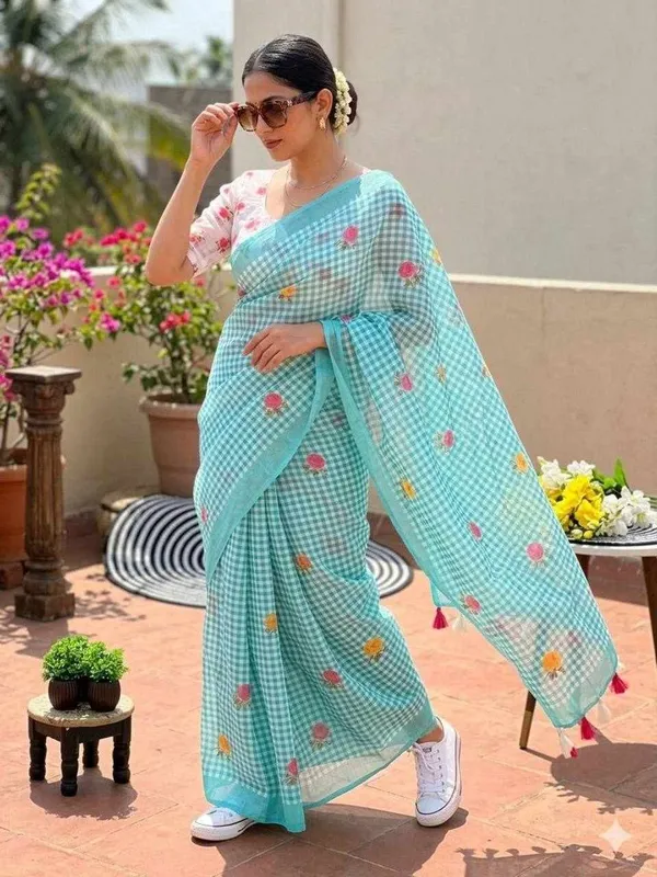 KPW_373_New_Checks_Type_Of_Digital_Printed_Saree