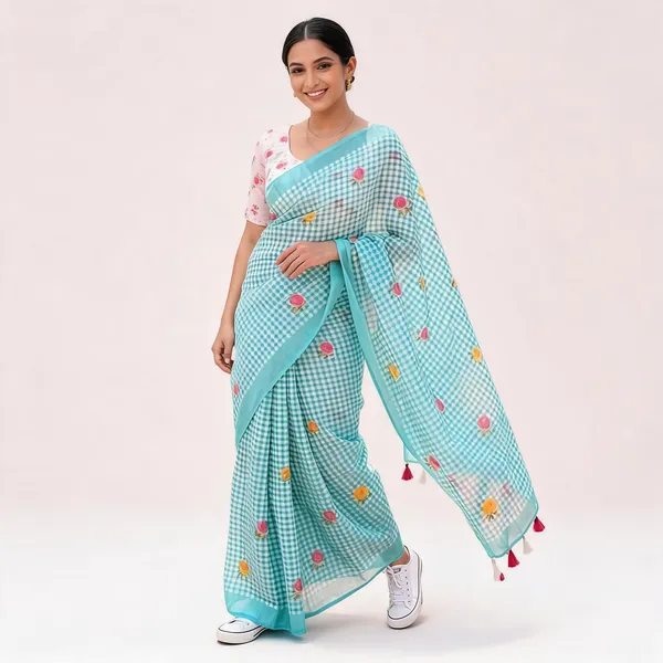 KPW_373_New_Checks_Type_Of_Digital_Printed_Saree