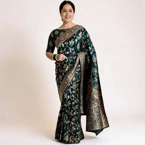 MF_1620_GREEN_BANARASI_SOFT_LICHI_SILK_SAREE