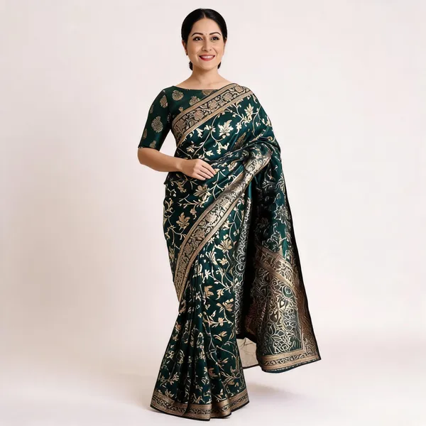 MF_1620_GREEN_BANARASI_SOFT_LICHI_SILK_SAREE