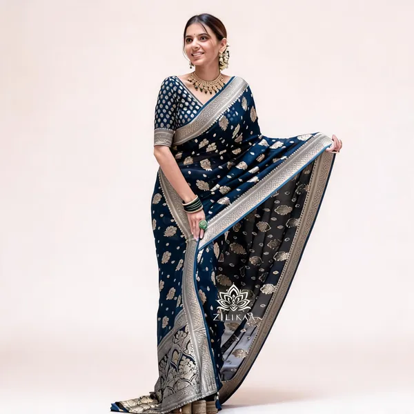 MF_1650_BLUE_SOFT_LICHI_SILK_SAREE