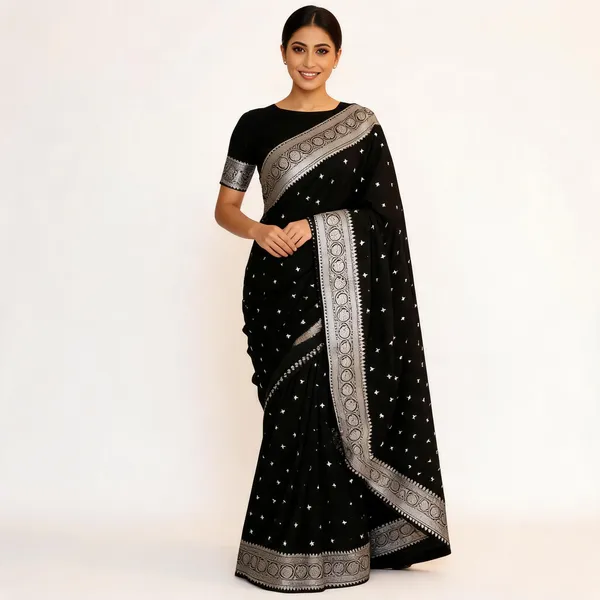 MF_1680_BLACK_BANARASI_SOFT_LICHI_SILK_SAREE