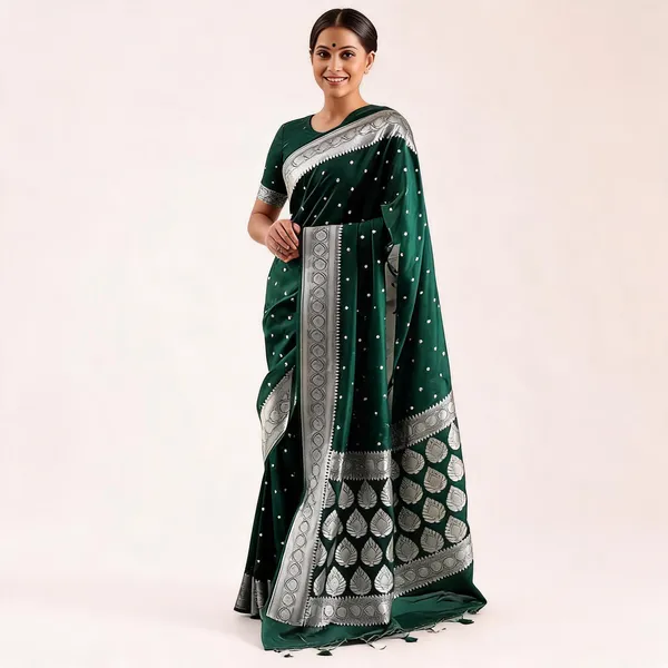 MF_1680_GREEN_BANARASI_SOFT_LICHI_SILK_SAREE