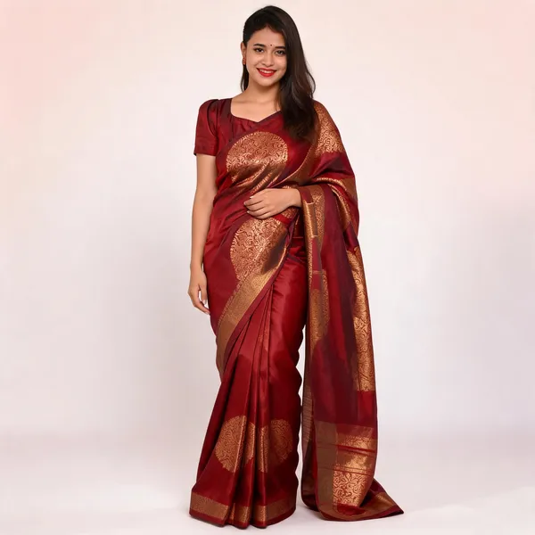 MF_1740_MARRON_LICHI_SILK_SAREE