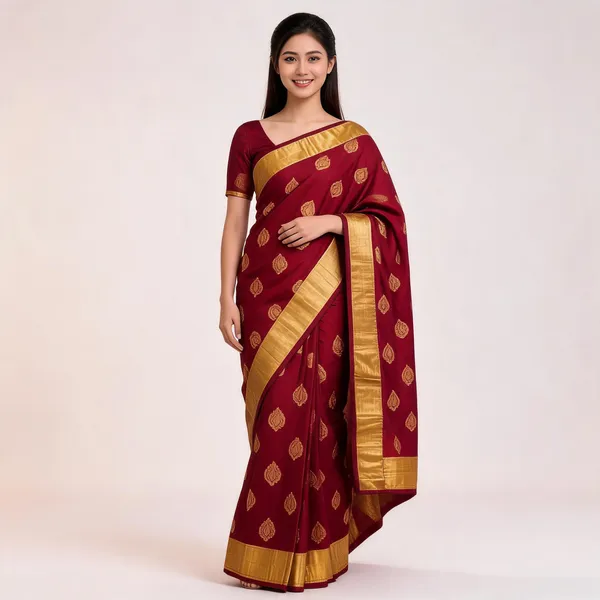 MF_1780_MARRON_SOFT_LICHI_SILK_SAREE