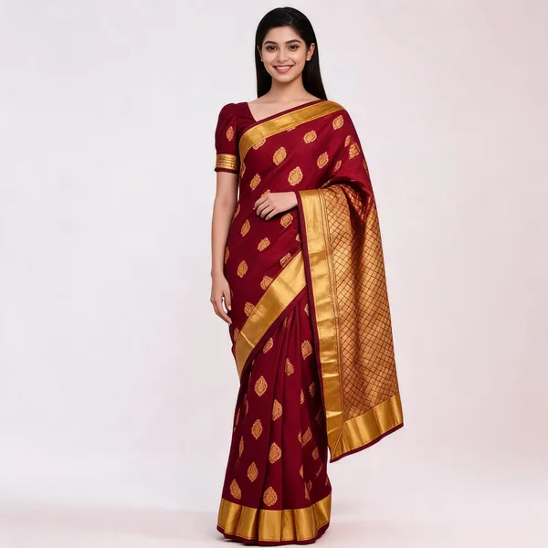 MF_1780_MARRON_SOFT_LICHI_SILK_SAREE
