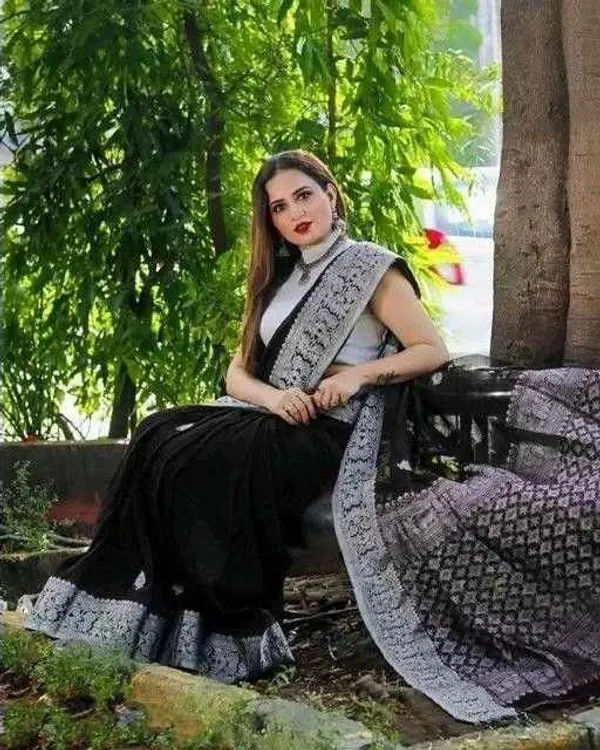 MF_1810_BLACK_SOFT_LICHI_SILK_SAREE