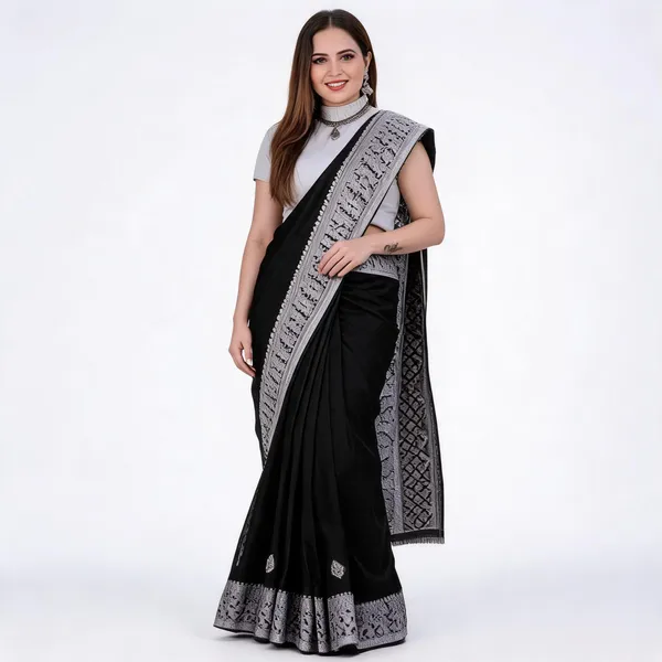 MF_1810_BLACK_SOFT_LICHI_SILK_SAREE
