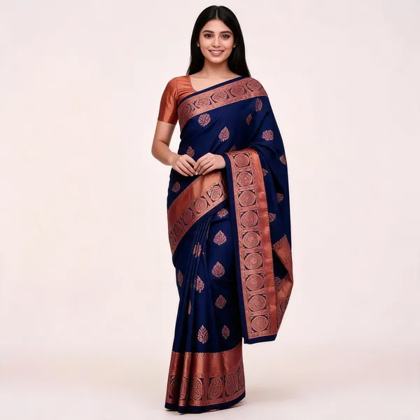 MF_1940_BLUE_SOFT_LICHI_SILK_SAREE