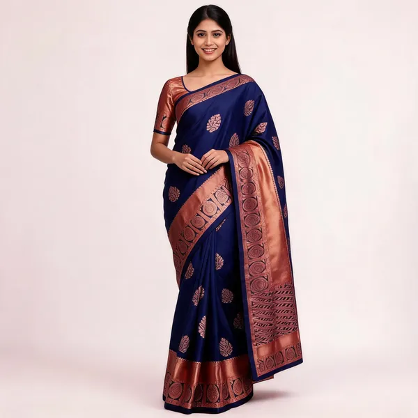 MF_1940_BLUE_SOFT_LICHI_SILK_SAREE