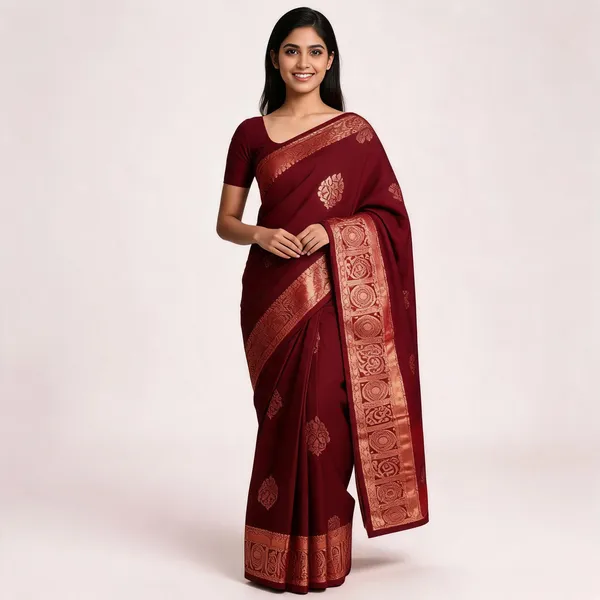 MF_1940_MAROON_SOFT_LICHI_SILK_SAREE