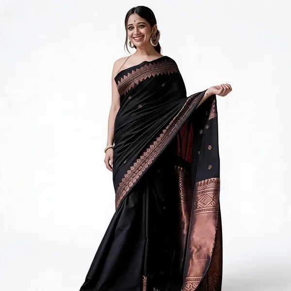 MF_1950_BLACK_BANARASI_SOFT_LICHI_SILK_SAREE