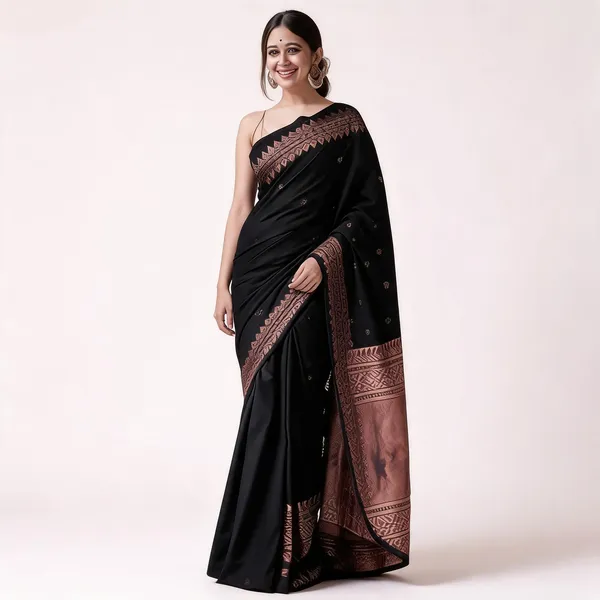 MF_1950_BLACK_BANARASI_SOFT_LICHI_SILK_SAREE