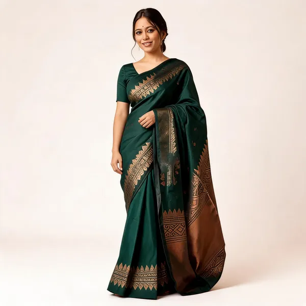MF_1950_GREEN_BANARASI_SOFT_LICHI_SILK_SAREE