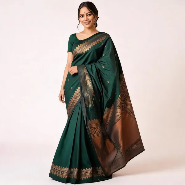 MF_1950_GREEN_BANARASI_SOFT_LICHI_SILK_SAREE