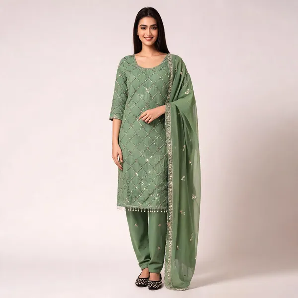 MF_409_New_Fancy_Embroidered_Green_Dress