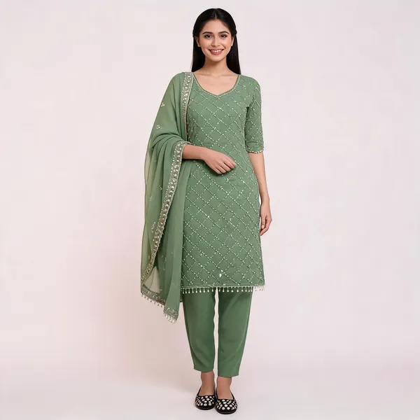 MF_409_New_Fancy_Embroidered_Green_Dress